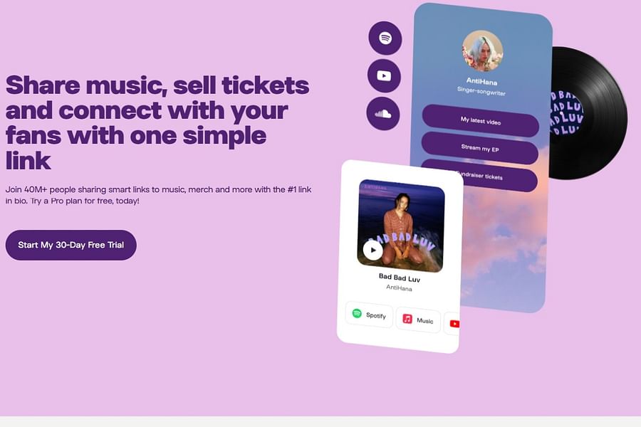 Linktree page design
