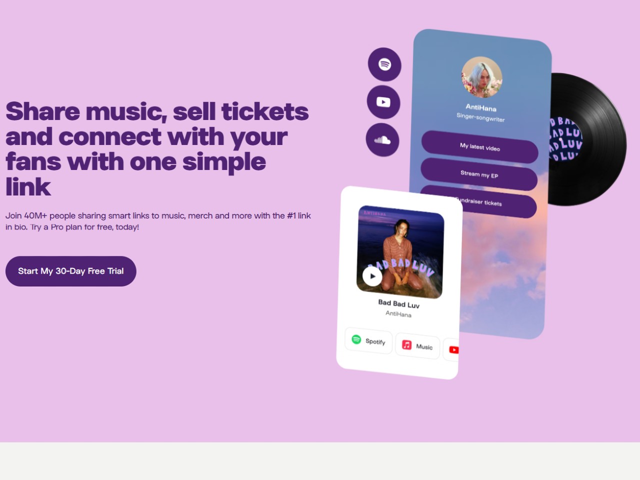 Linktree page design