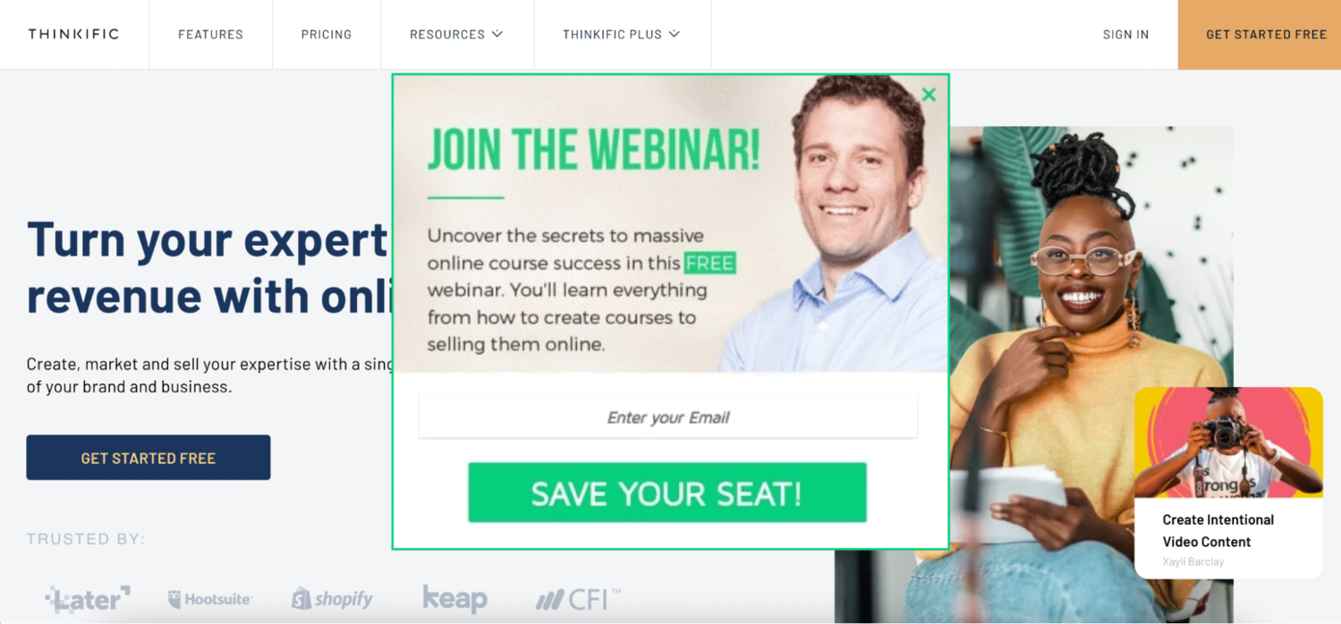 webinar landing page