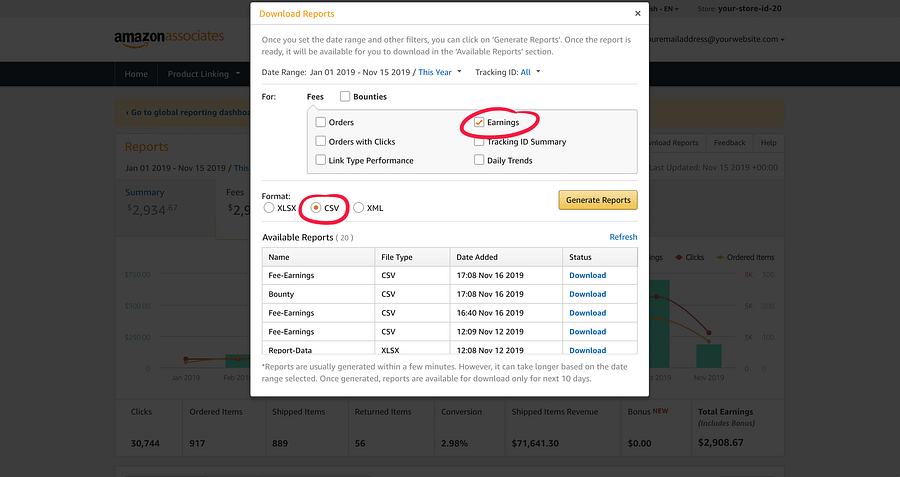 Step-by-step screenshots of setting up an Amazon Affiliate account