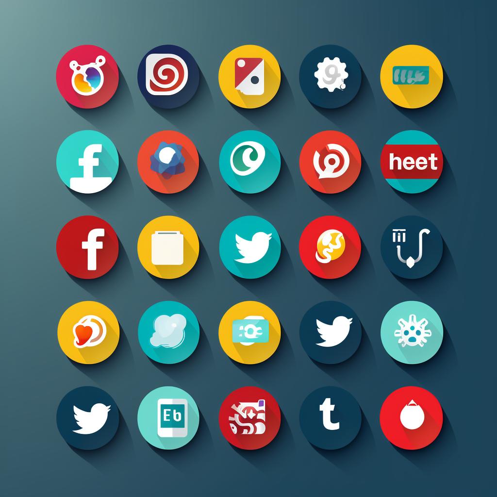 Various social media icons being selected